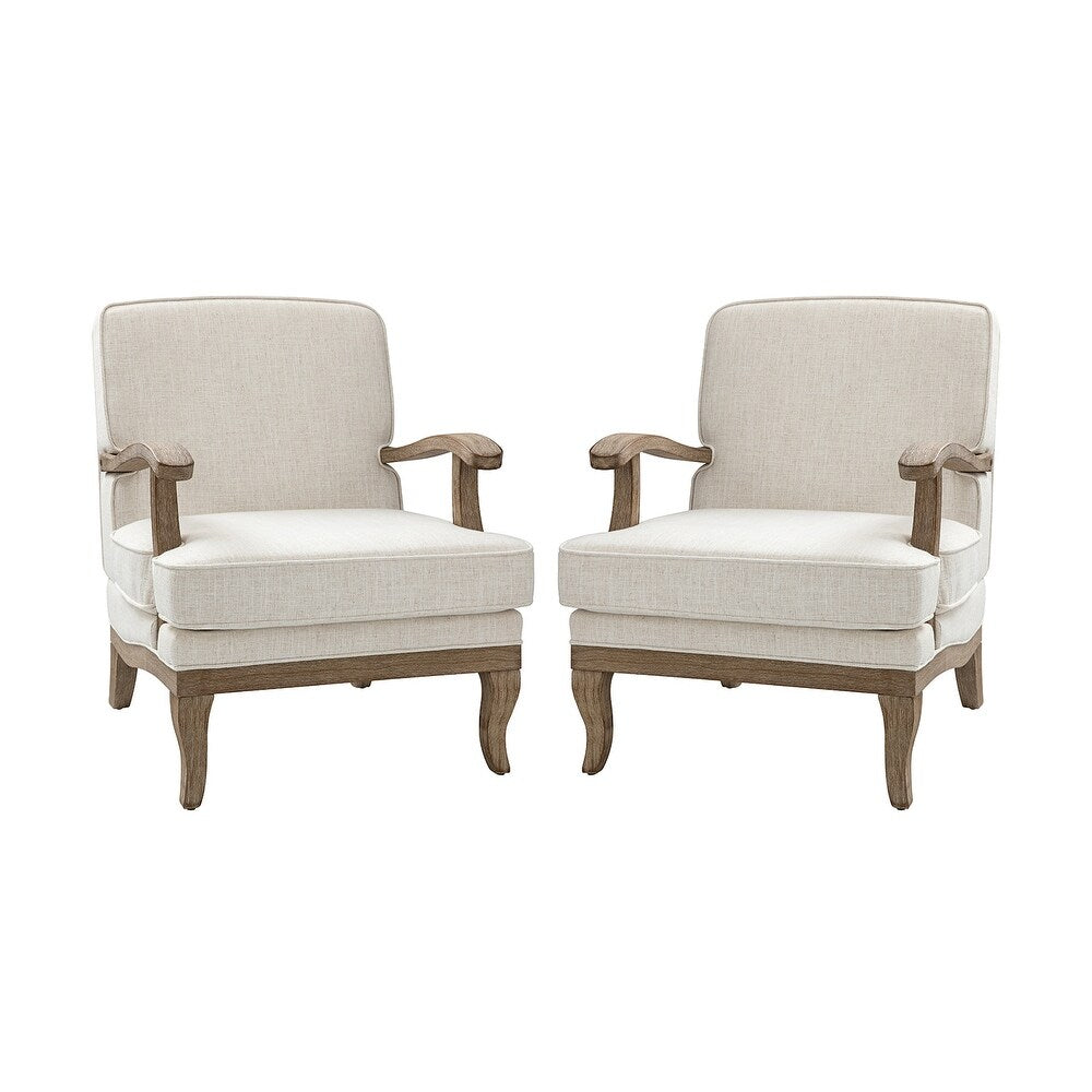 Rinaldo Farmhouse Polyester Armchair with Comfortable Backrest and Cushion Set of 2