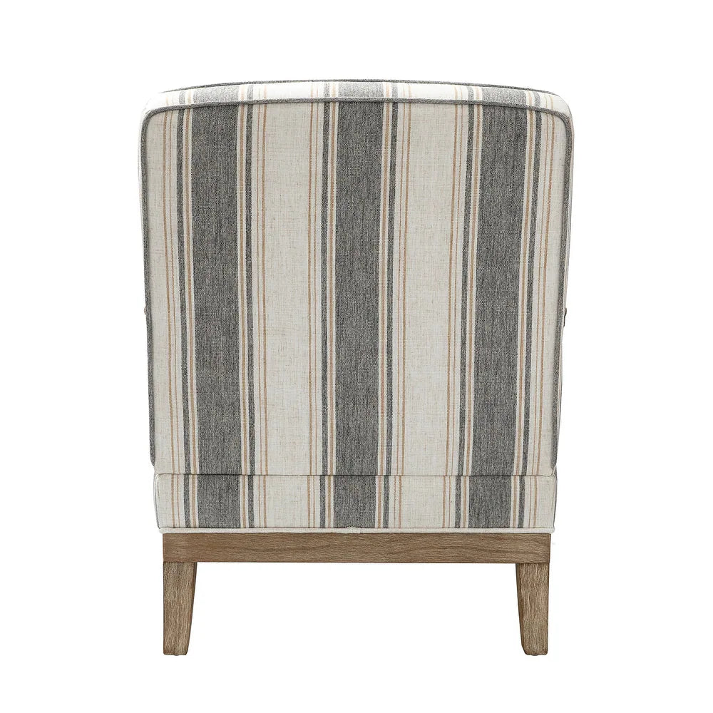 Rinaldo Farmhouse Stripe Polyester Armchair with Solid Wood
