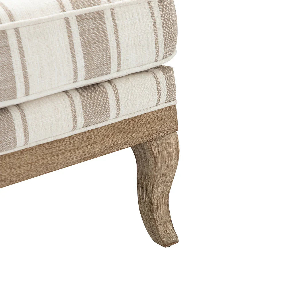Rinaldo Farmhouse Stripe Polyester Armchair with Solid Wood