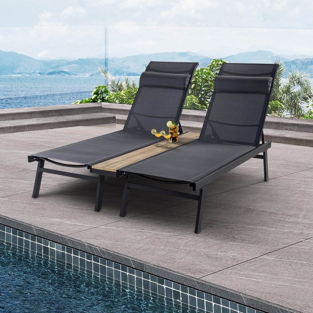 Romy 76" Outdoor Chaise Lounge Chair Set with Metal Legs