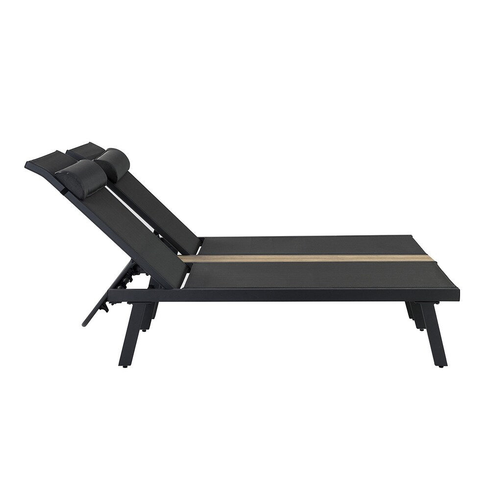 Romy 76" Outdoor Chaise Lounge Chair Set with Metal Legs