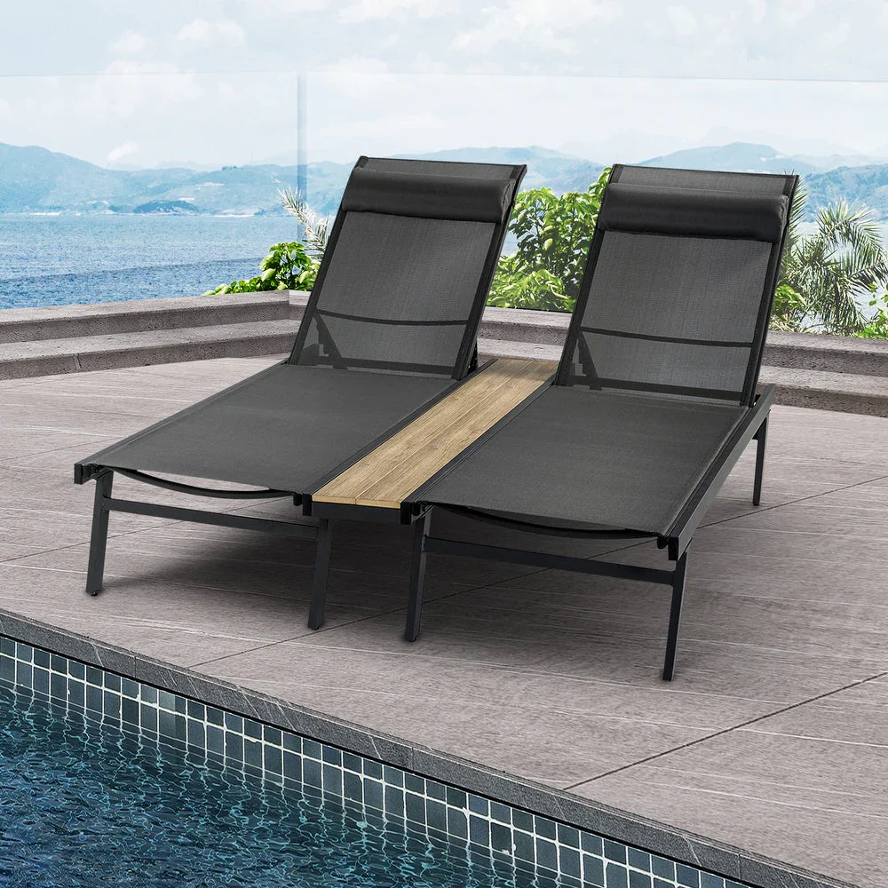 Romy 76" Outdoor Chaise Lounge Chair Set with Metal Legs