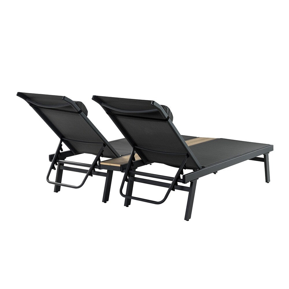 Romy 76" Outdoor Chaise Lounge Chair Set with Metal Legs