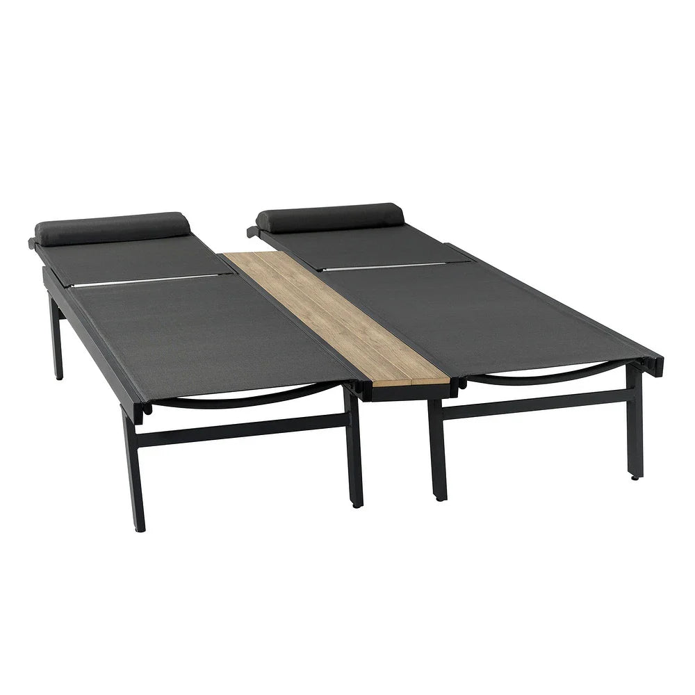 Romy 76" Outdoor Chaise Lounge Chair Set with Metal Legs