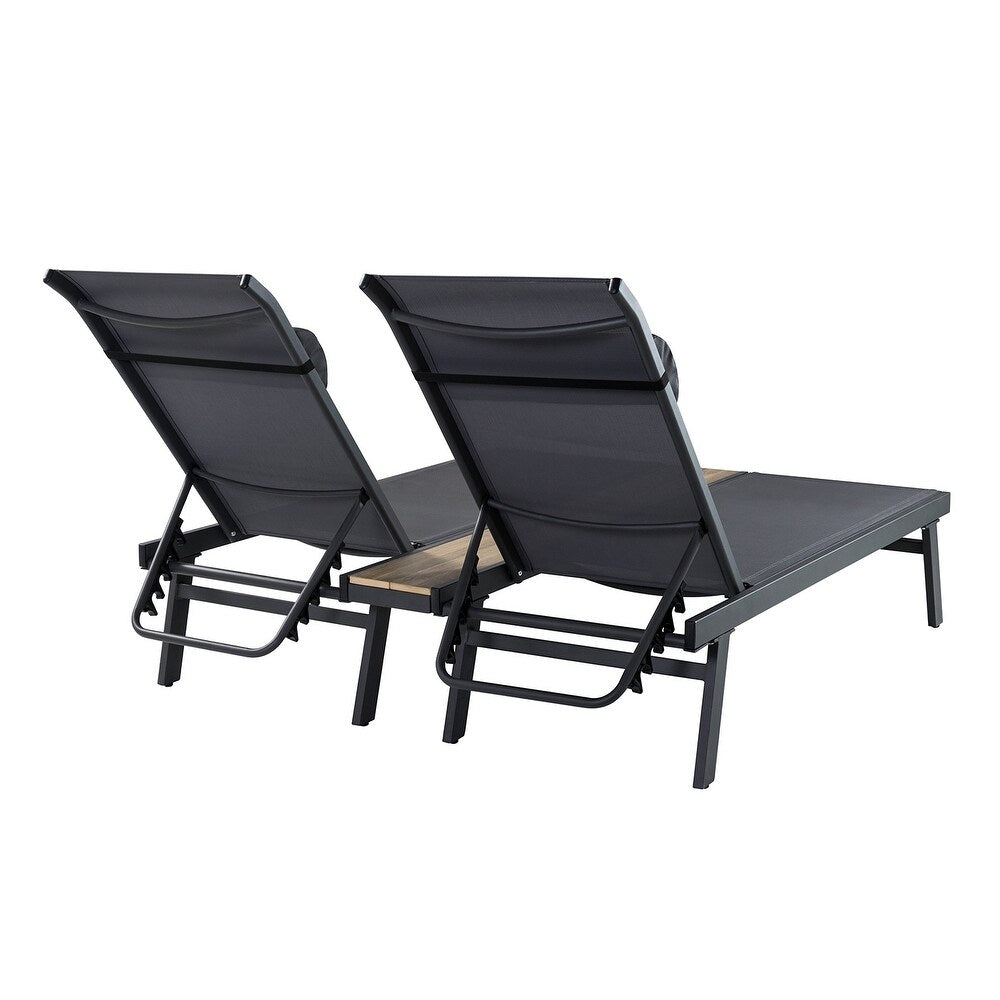 Romy 76" Outdoor Chaise Lounge Chair Set with Metal Legs