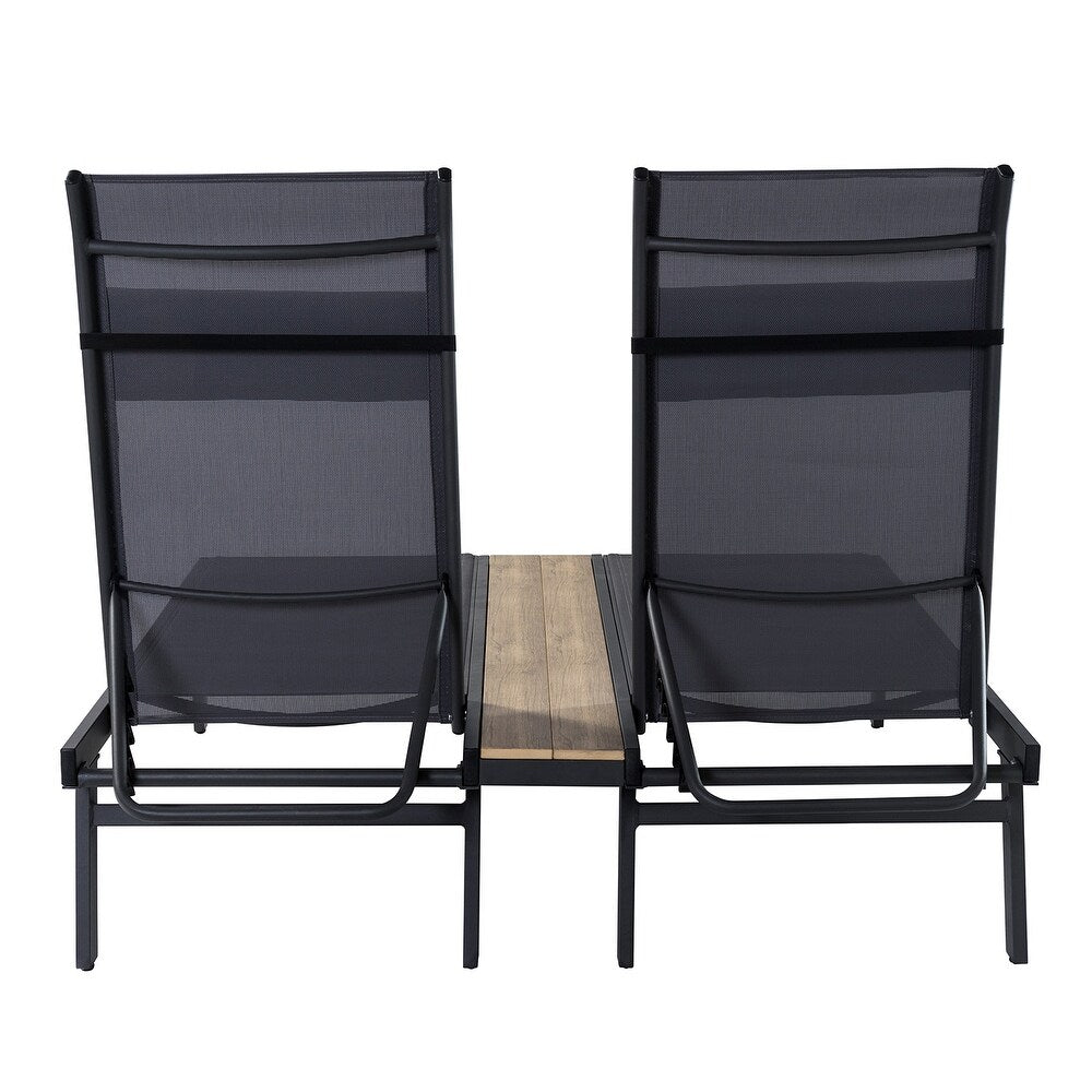 Romy 76" Outdoor Chaise Lounge Chair Set with Metal Legs