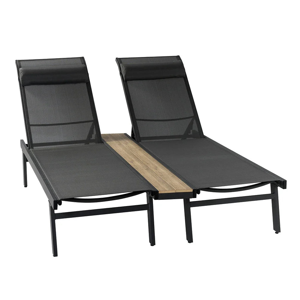 Romy 76" Outdoor Chaise Lounge Chair Set with Metal Legs