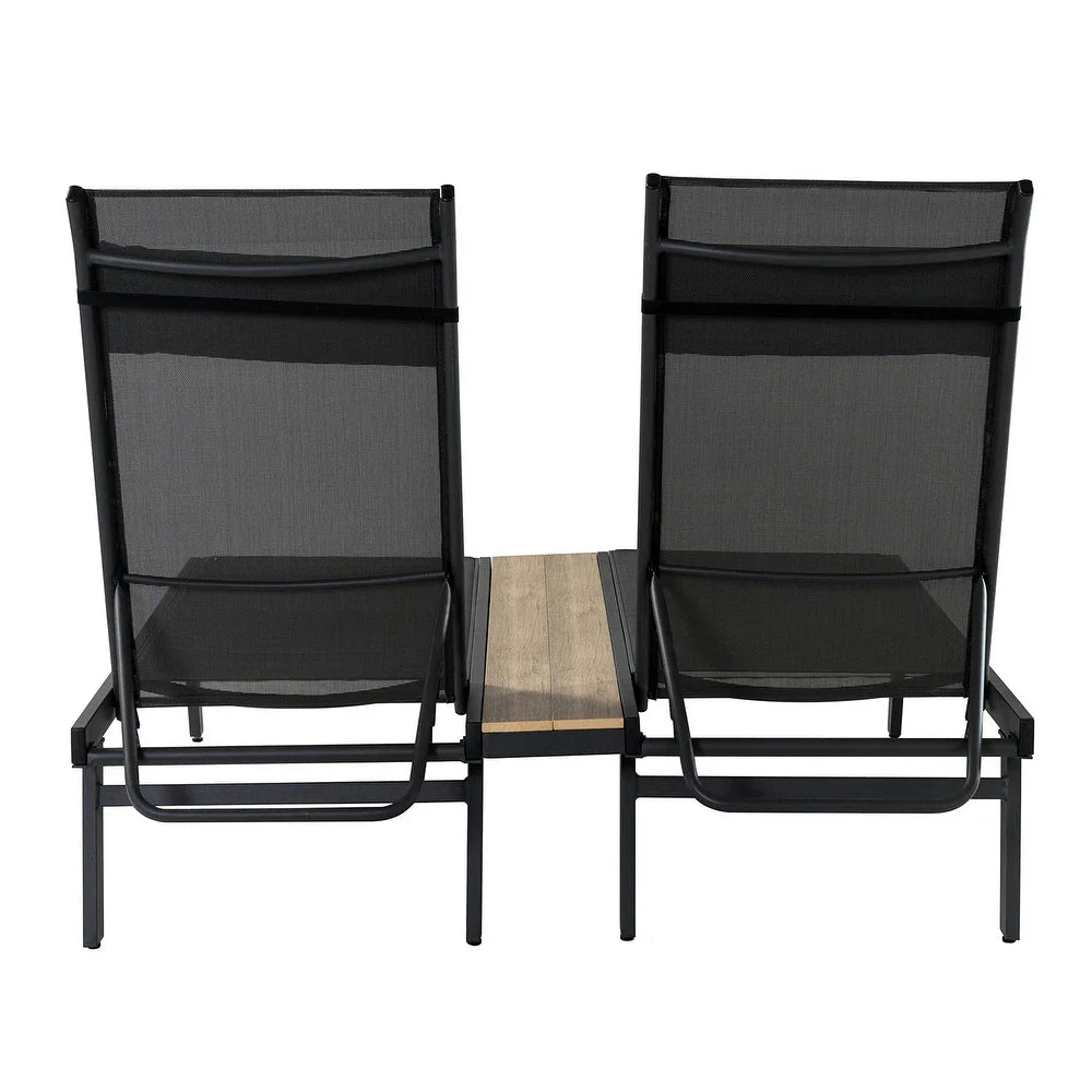 Romy 76" Outdoor Chaise Lounge Chair Set with Metal Legs