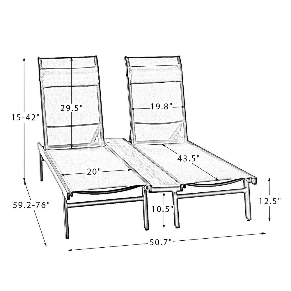 Romy 76" Outdoor Chaise Lounge Chair Set with Metal Legs