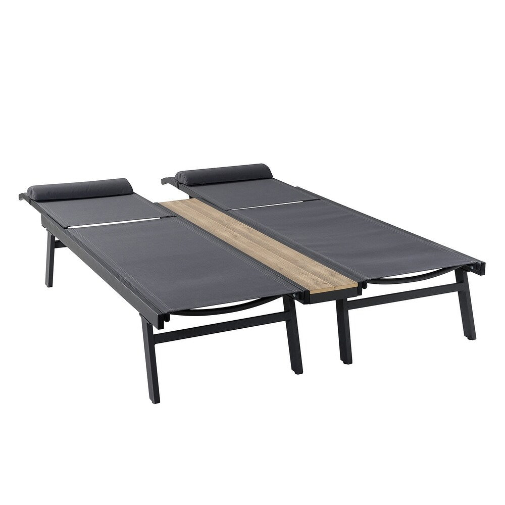 Romy 76" Outdoor Chaise Lounge Chair Set with Metal Legs