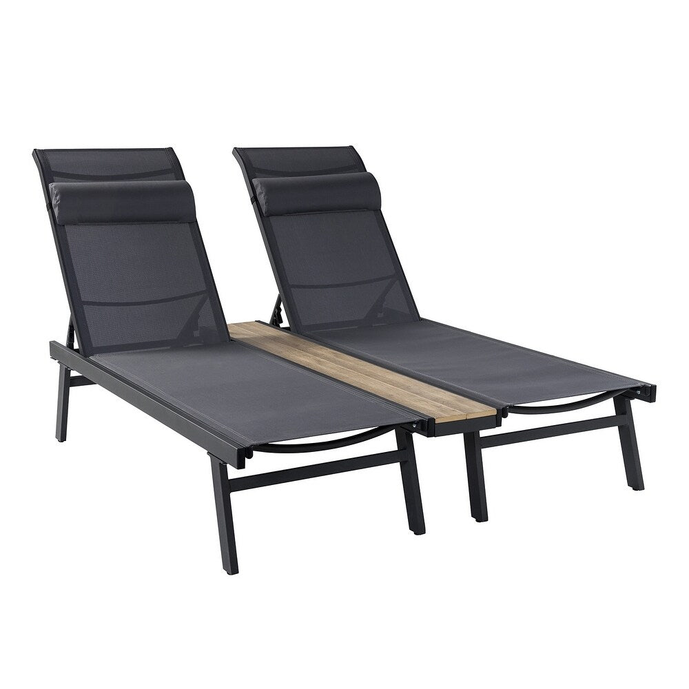 Romy 76" Outdoor Chaise Lounge Chair Set with Metal Legs