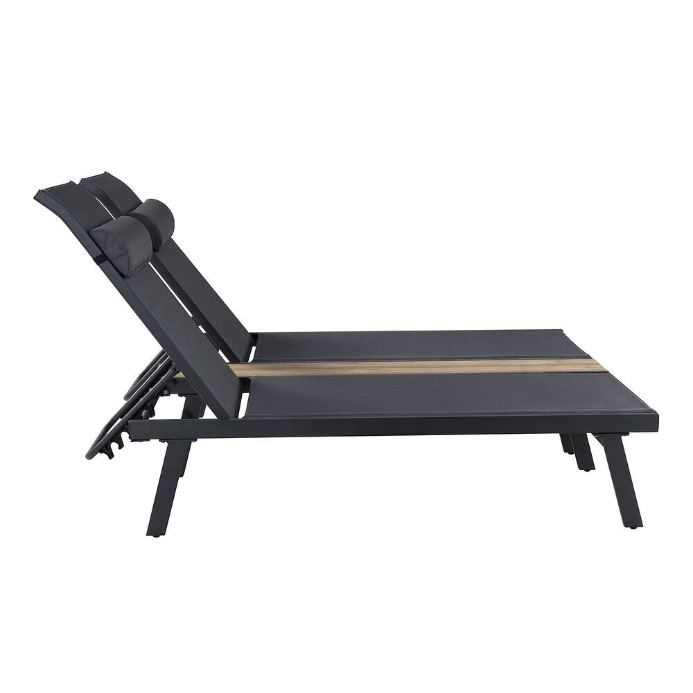 Romy 76" Outdoor Chaise Lounge Chair Set with Metal Legs