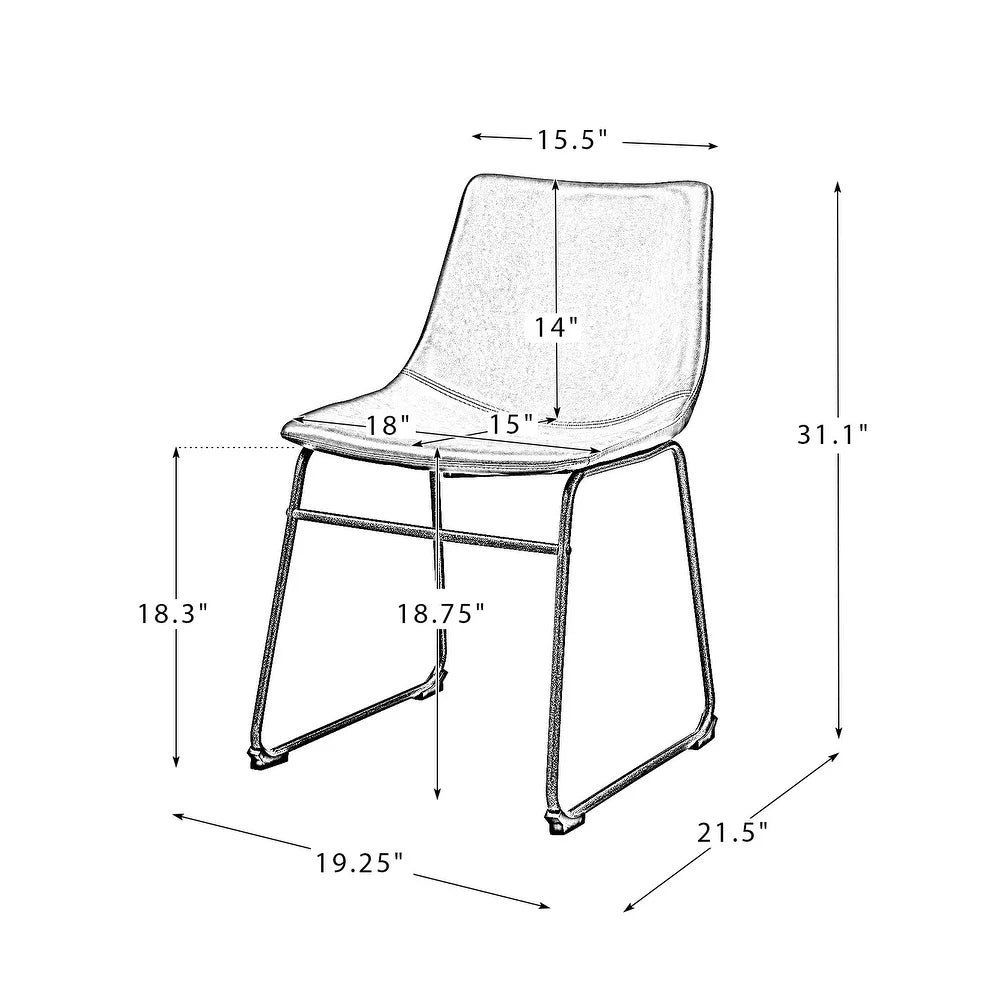 Rosa Dining Chair Set of 2 with Metal Base