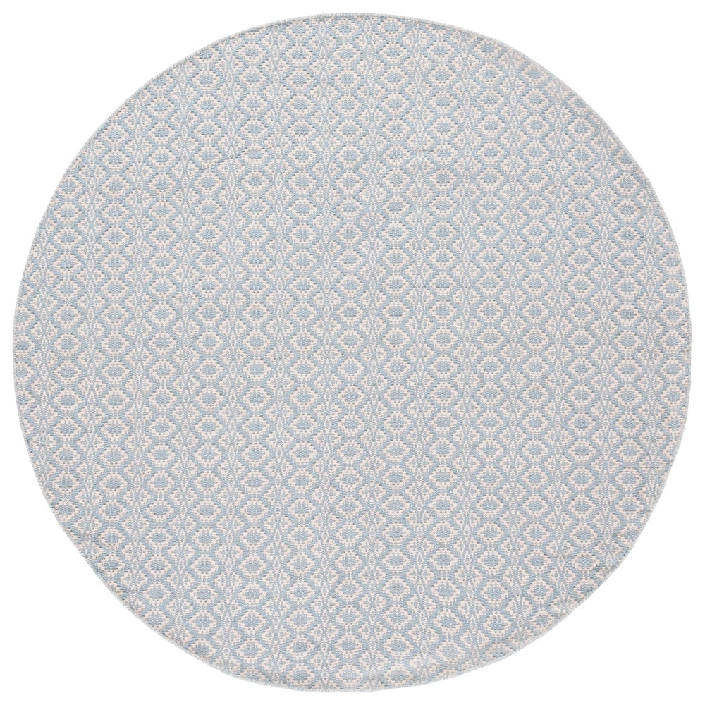 Handmade Cotton Rug, Ivory / Light Blue