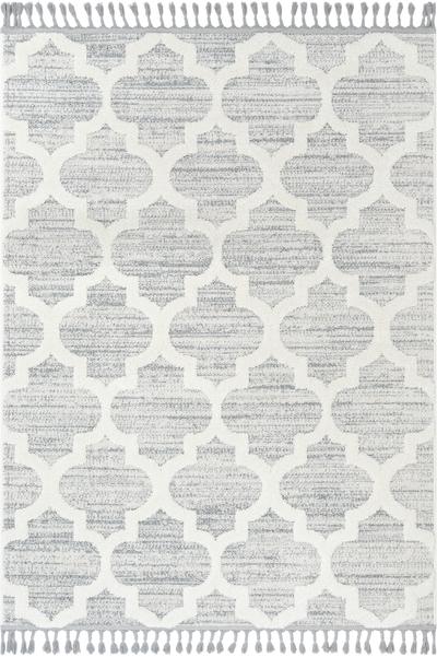 Avery Moroccan Lattice Trellis Cream High-Low Textured Rug