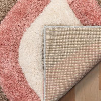 Modern Ogre Pattern Geometric Shag Brown Blush 3D Textured Thick & Soft Shag Area Rug