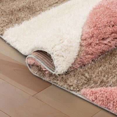 Geometric Triangle Pattern Shag Grey Blush 3D Textured Thick & Soft Shag Area Rug