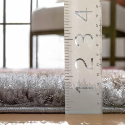 Geometric Triangle Pattern Shag Grey Blush 3D Textured Thick & Soft Shag Area Rug