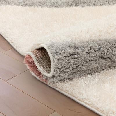 Modern Geometric Arcs & Shapes Shag Blush Grey 3D Textured Thick & Soft Shag Area Rug