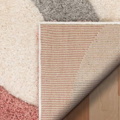 Modern Geometric Arcs & Shapes Shag Blush Grey 3D Textured Thick & Soft Shag Area Rug