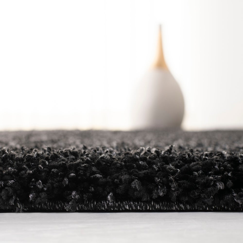 Black Soft Plush Shag Area Rug