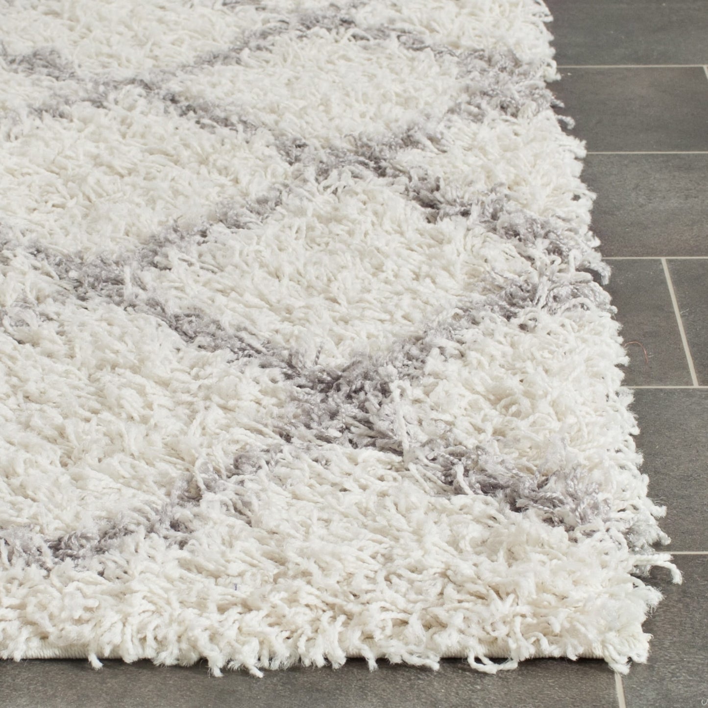 Ivory Grey Soft Plush Area Rug Shag