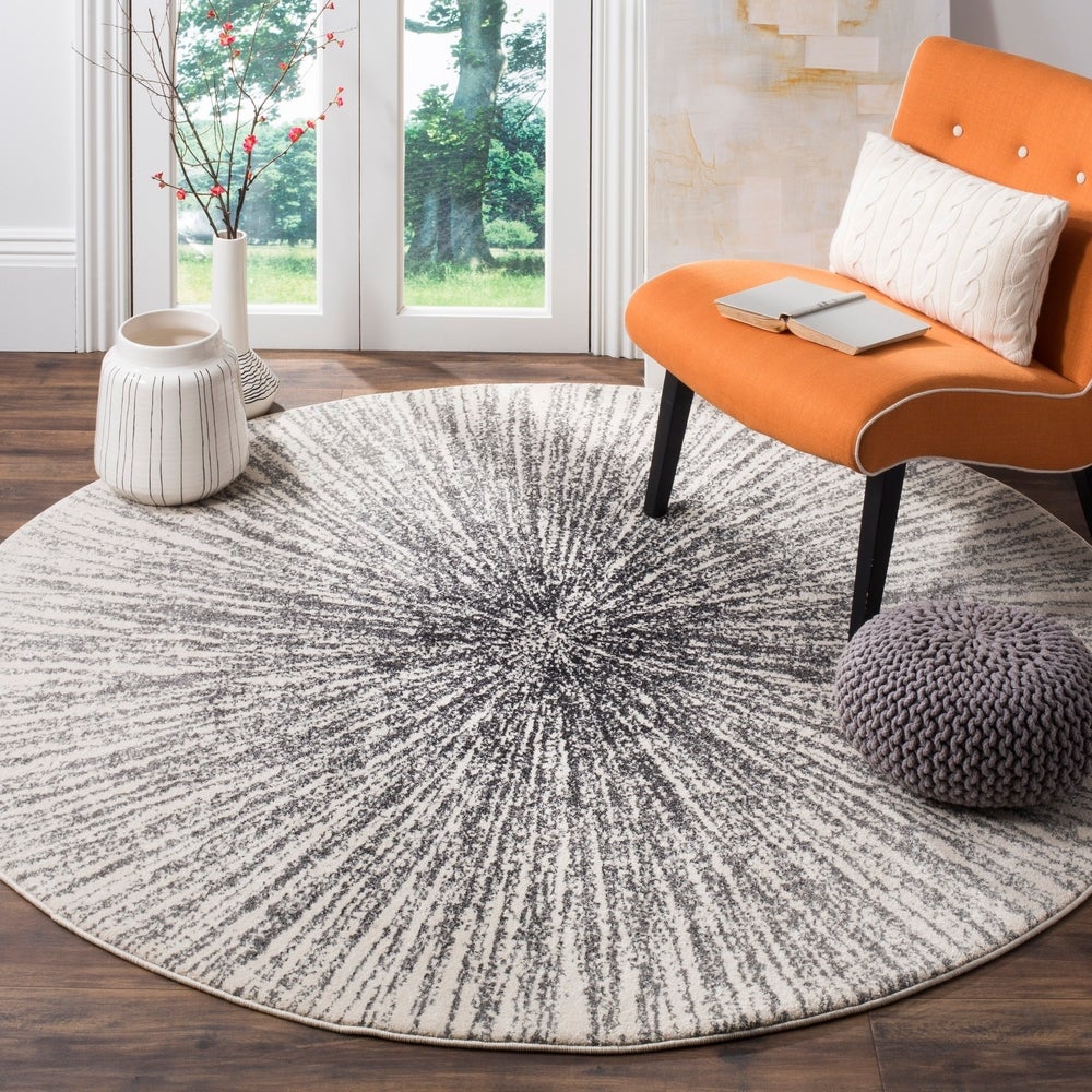 Contemporary Burst Pattern Black Ivory Soft Area rugs