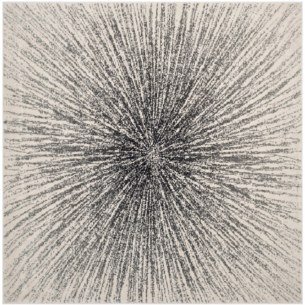 Contemporary Burst Pattern Black Ivory Soft Area rugs