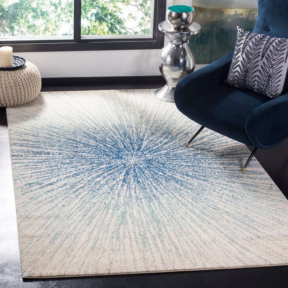 Contemporary Burst Pattern Royal Ivory Soft Area rugs