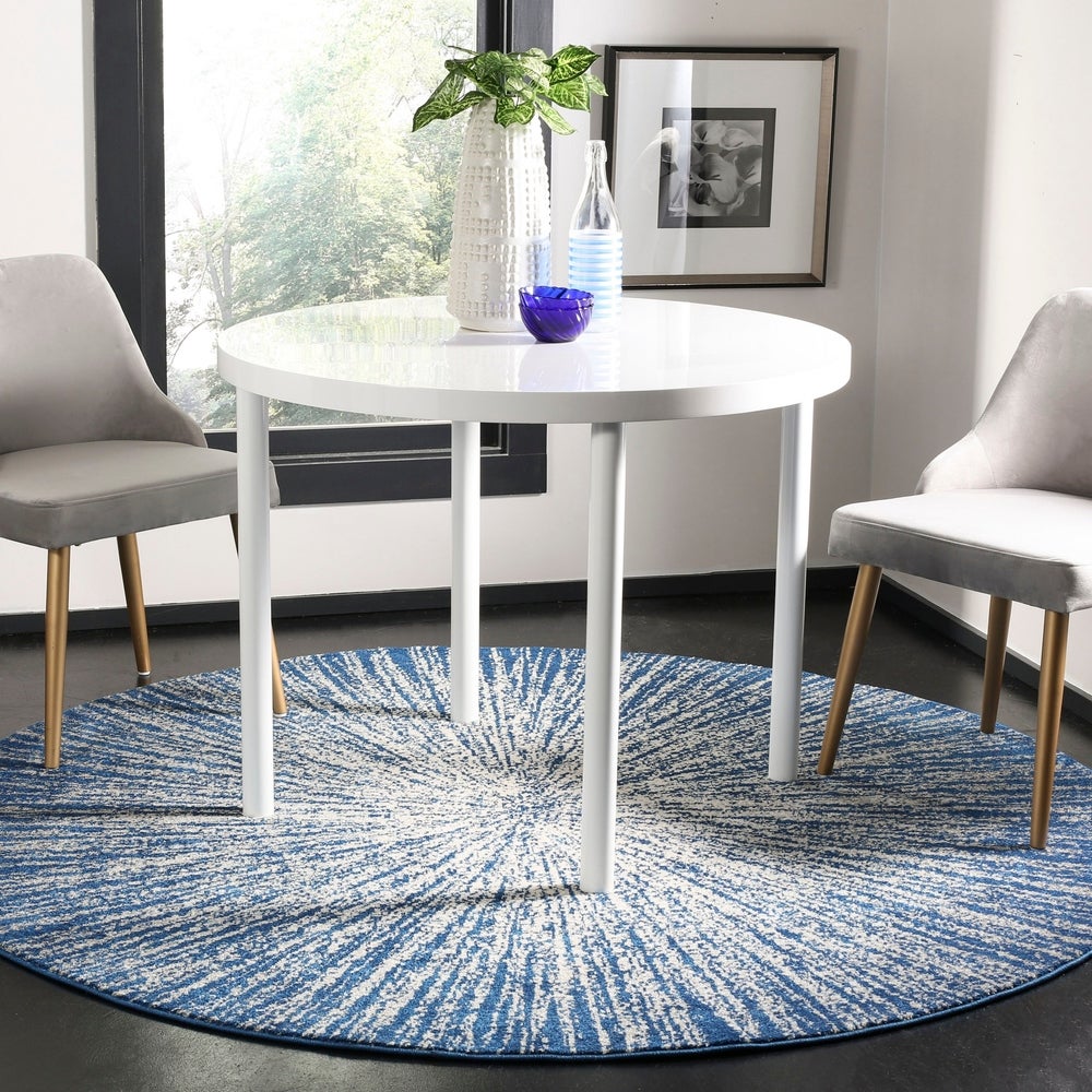 Contemporary Burst Pattern Navy Ivory Soft Area rugs
