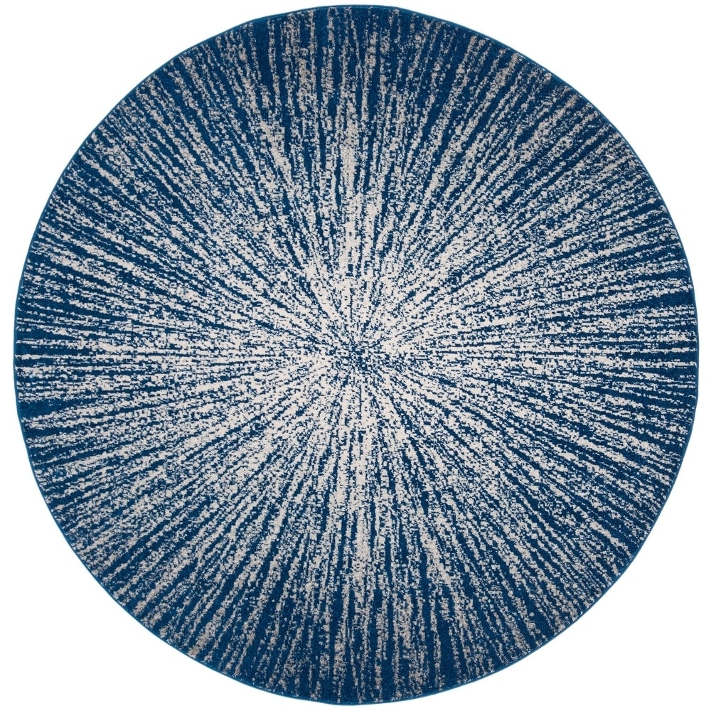Contemporary Burst Pattern Navy Ivory Soft Area rugs
