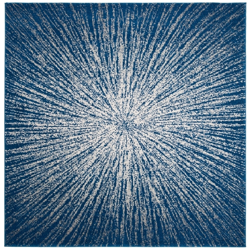 Contemporary Burst Pattern Navy Ivory Soft Area rugs