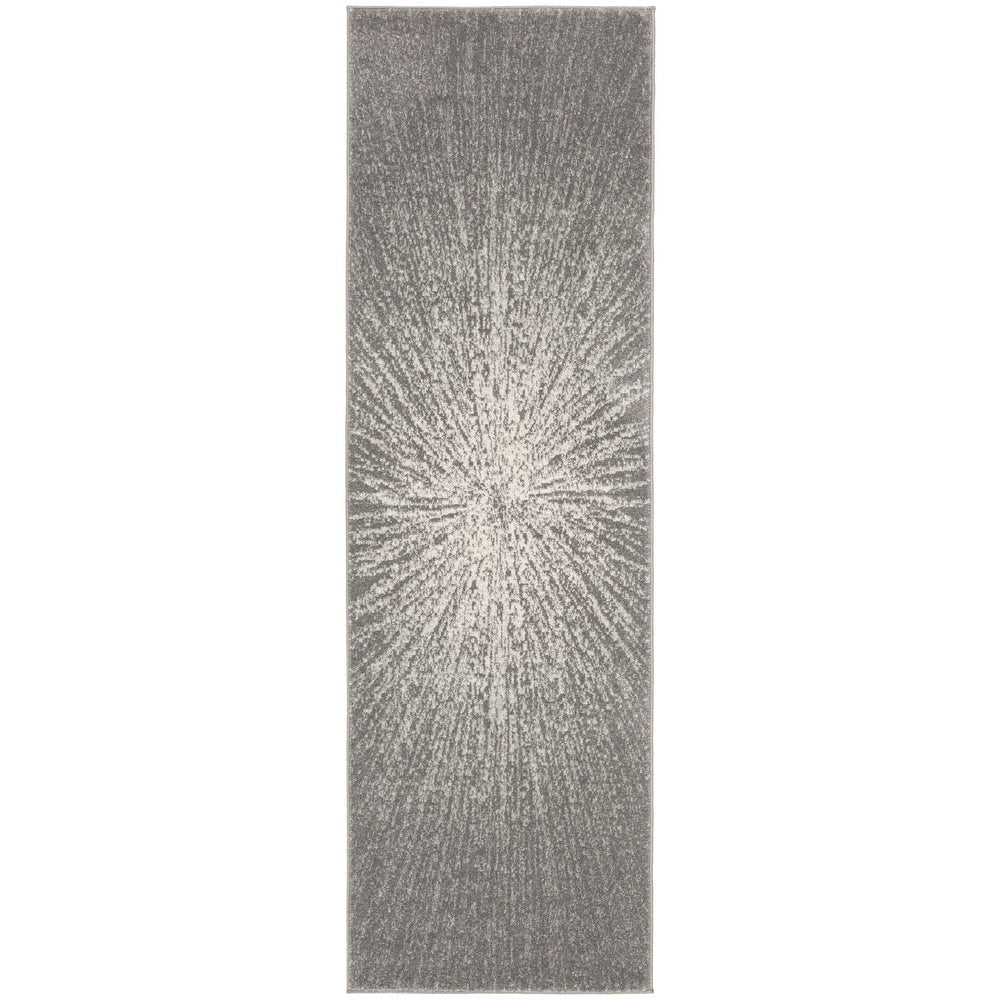Contemporary Burst Pattern Dark Grey Ivory Soft Area rugs