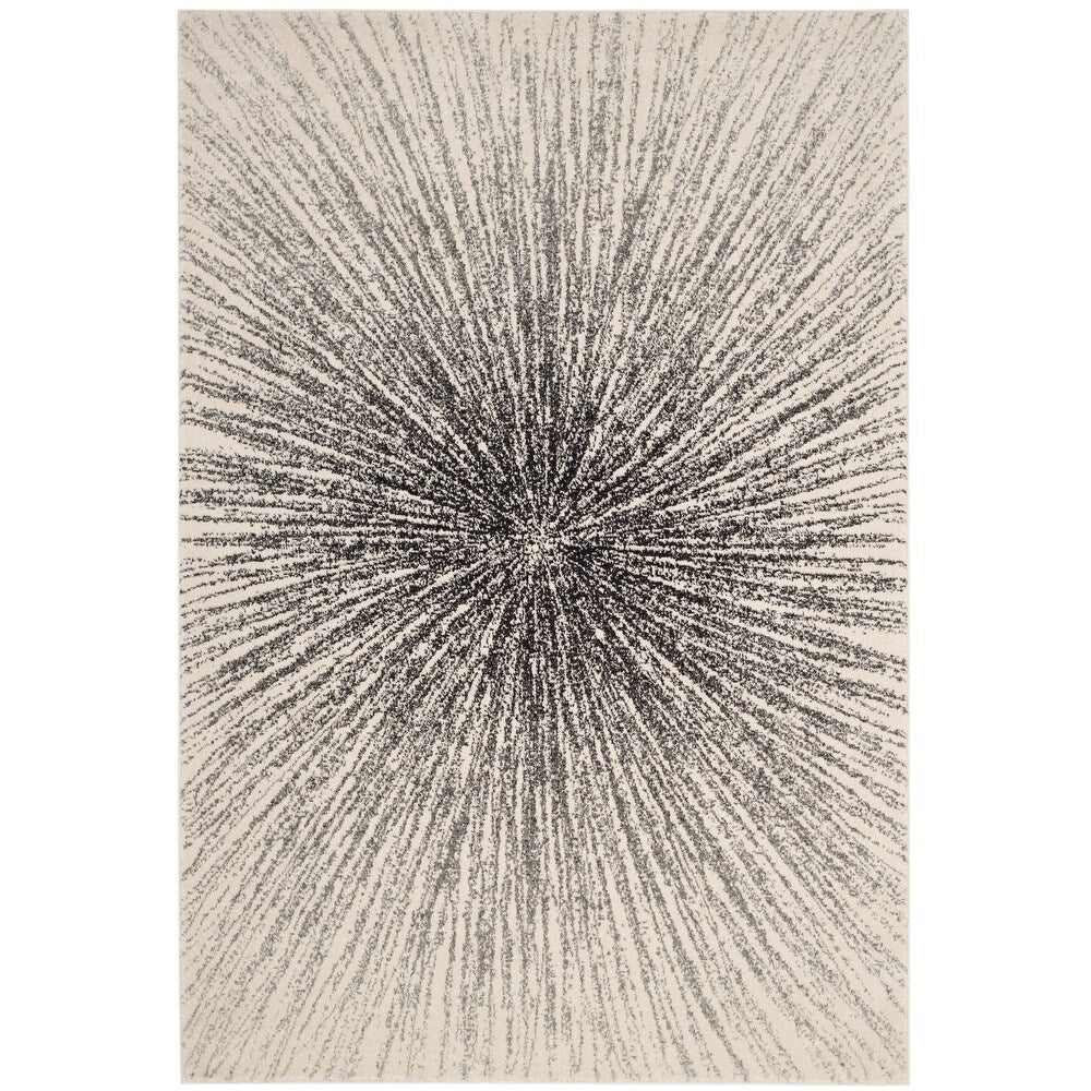 Contemporary Burst Pattern Black Ivory Soft Area rugs