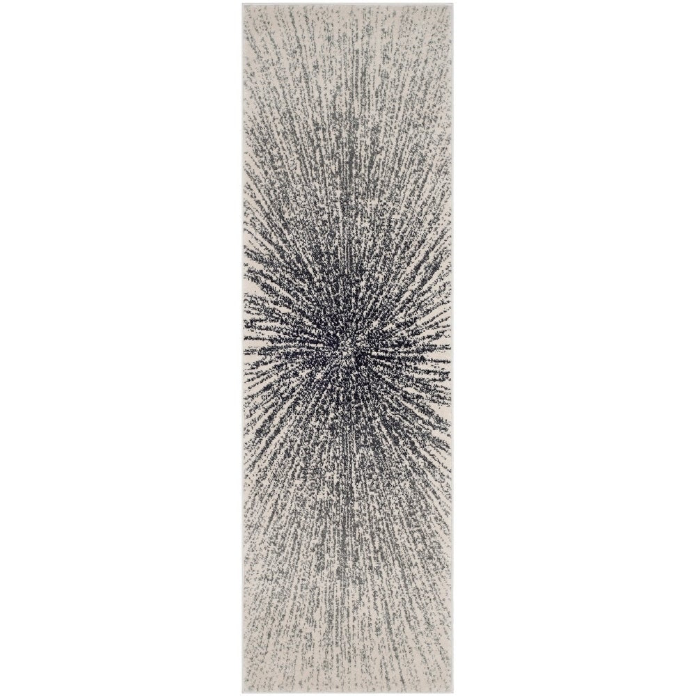 Contemporary Burst Pattern Black Ivory Soft Area rugs