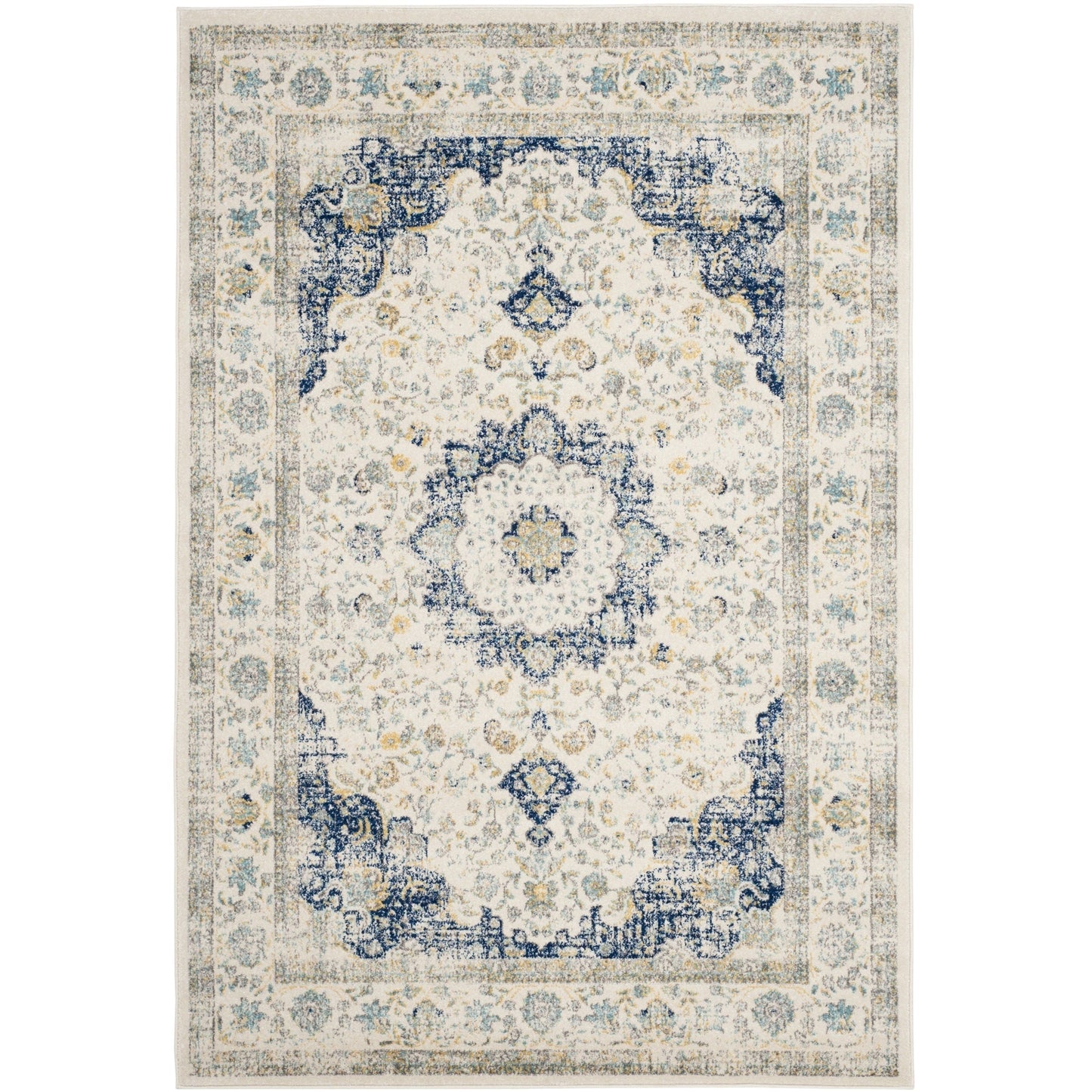 Vintage Ivory Blue Area Rug