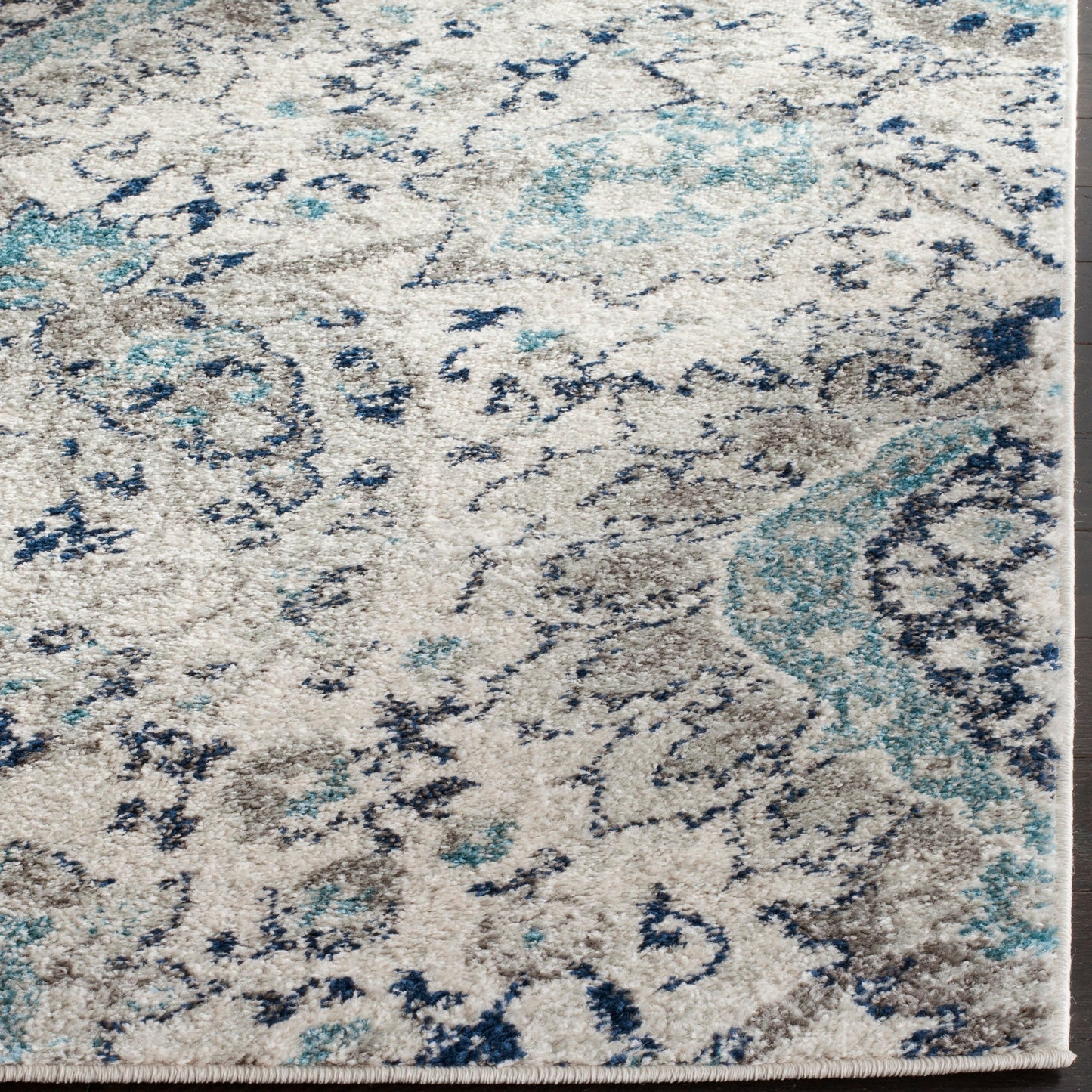 Floral Cream/ Light Grey/Gray Area Rugs
