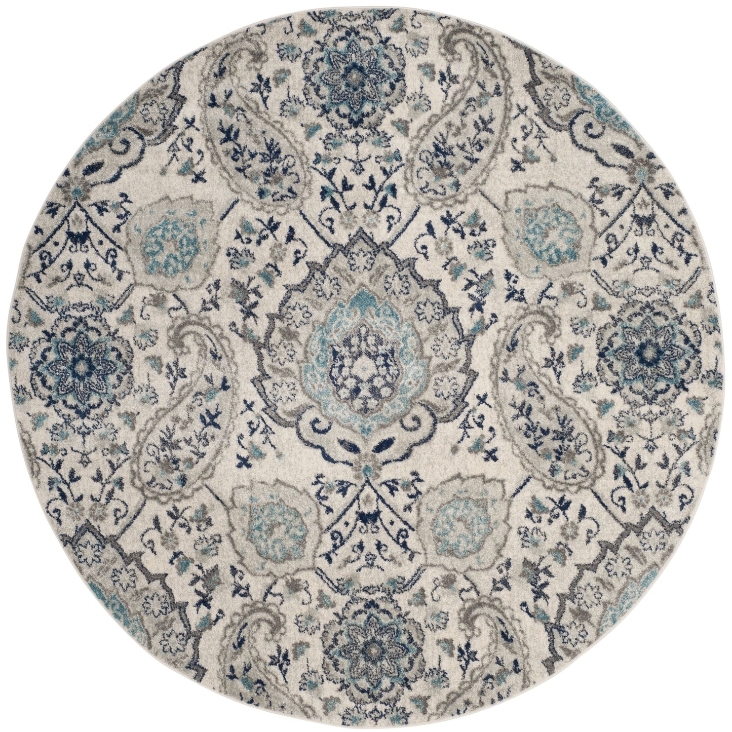 Floral Cream/ Light Grey/Gray Area Rugs