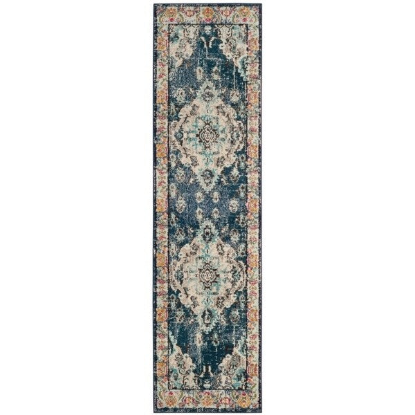 Distressed Navy Light Blue Soft Area Rug
