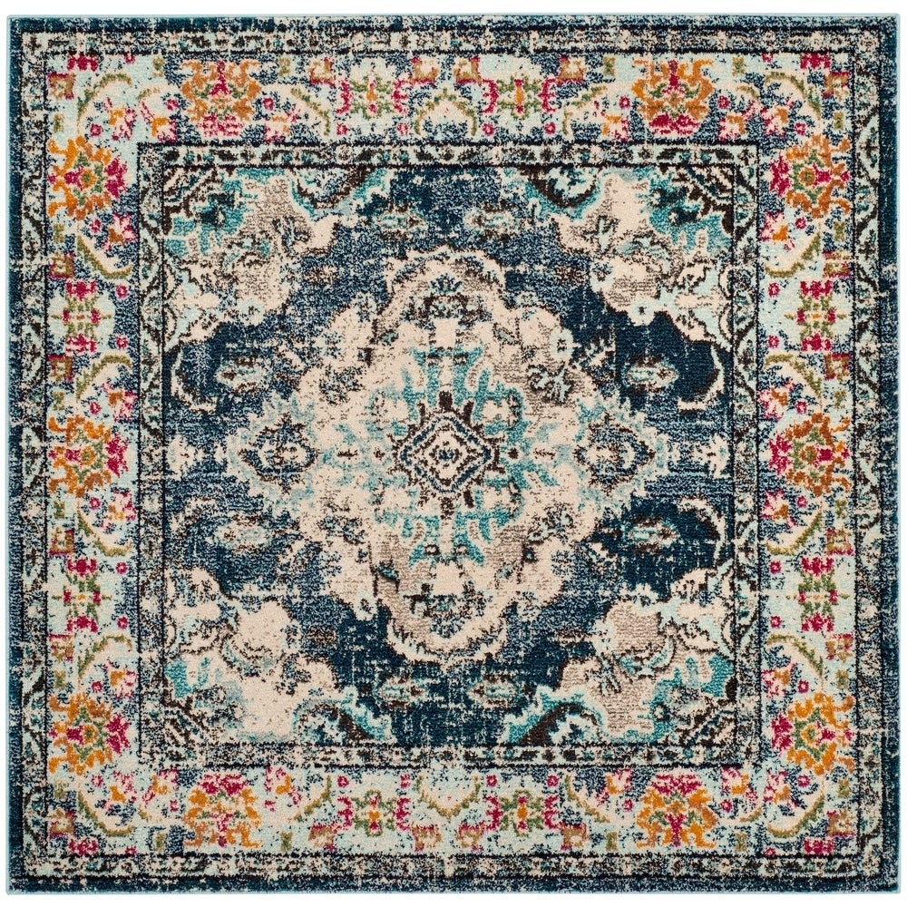 Distressed Navy Light Blue Soft Area Rug