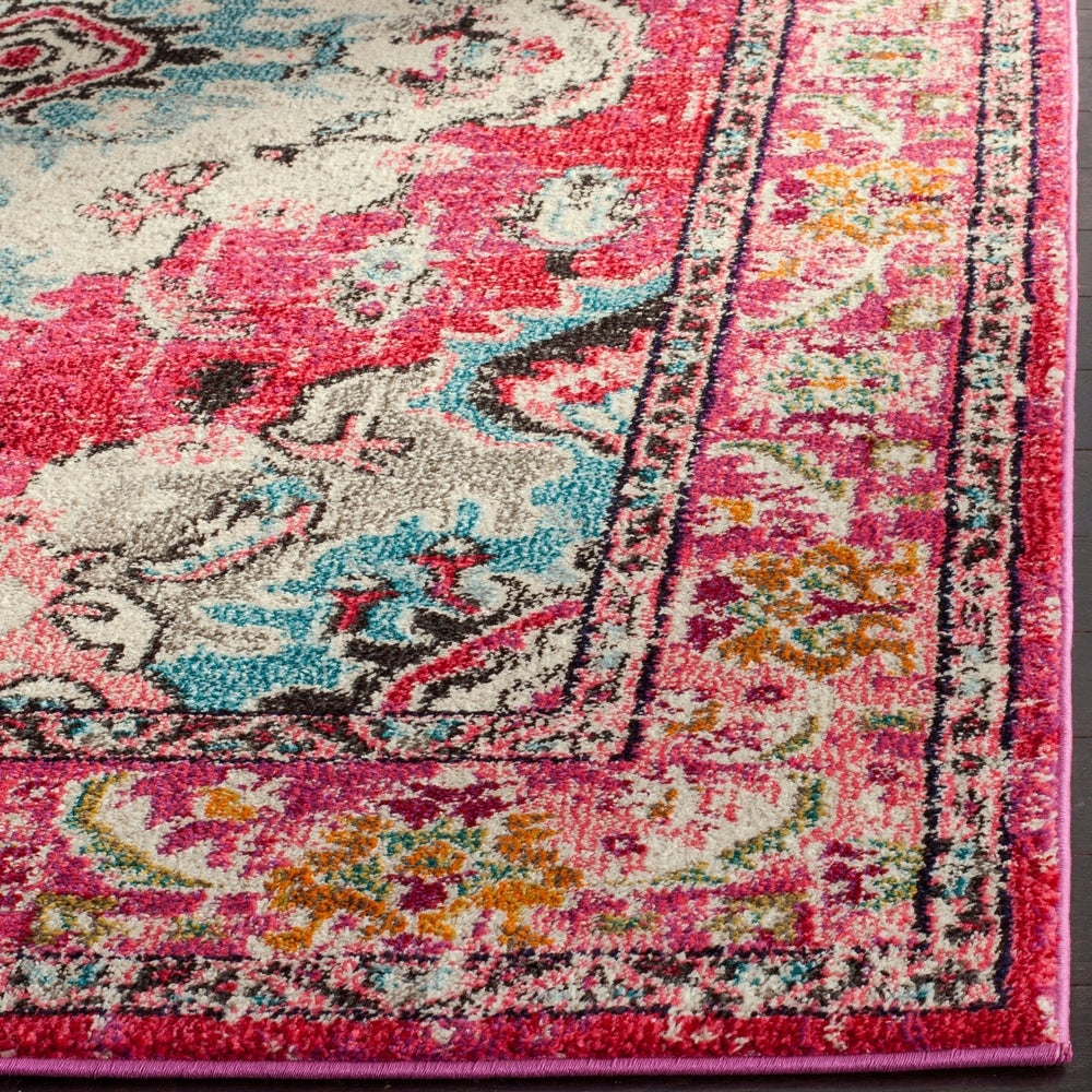 Distressed Pink Multi Blue Soft Area Rug