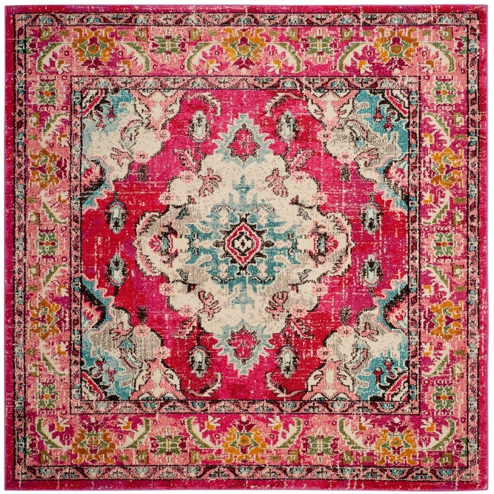 Distressed Pink Multi Blue Soft Area Rug