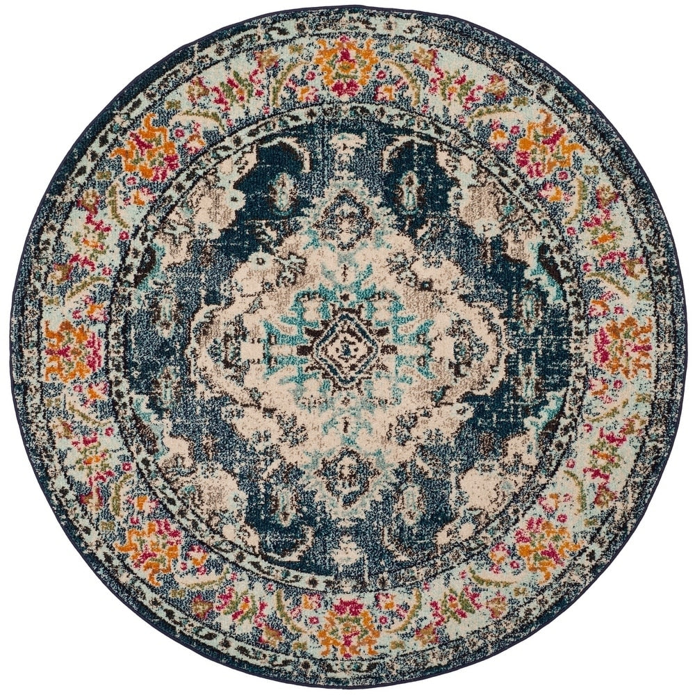 Distressed Navy Light Blue Soft Area Rug