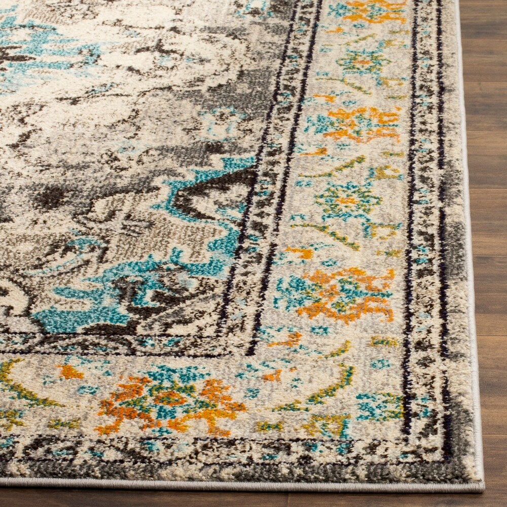 Distressed Grey Light Blue Soft Area Rug