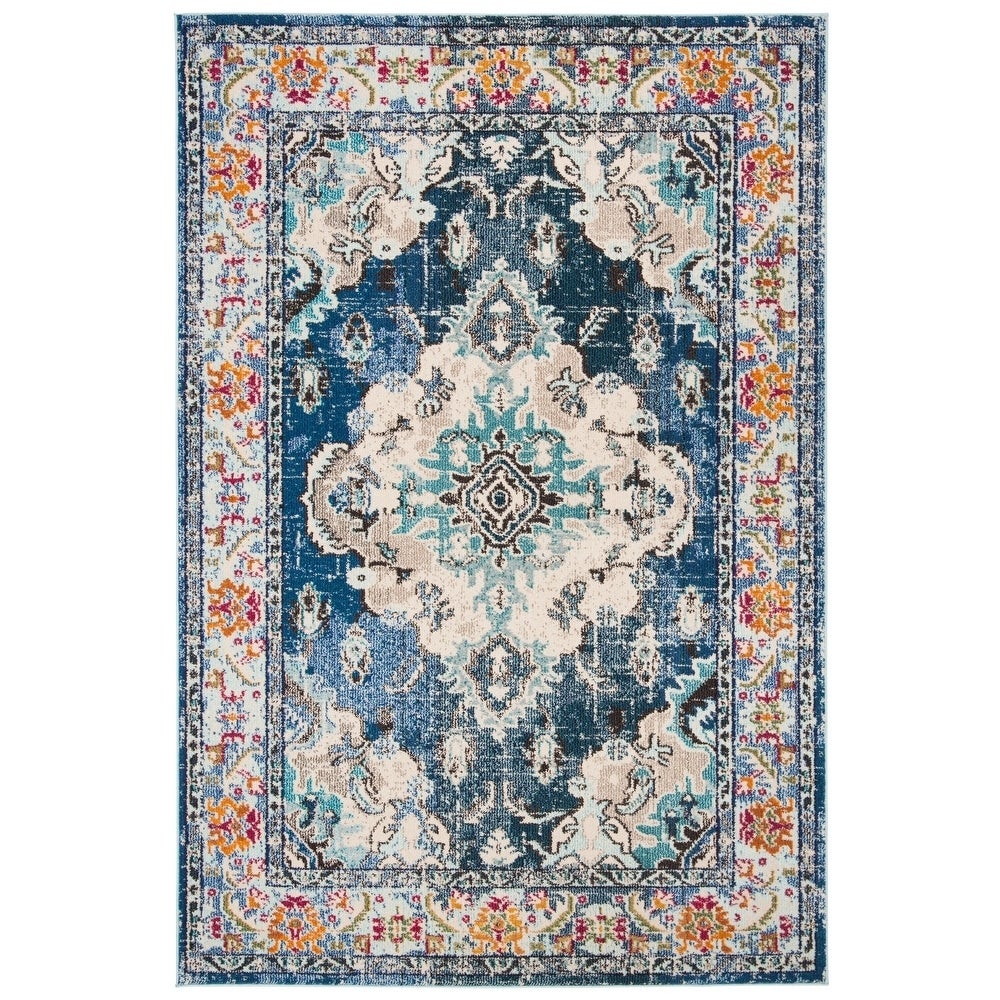 Distressed Navy Light Blue Soft Area Rug