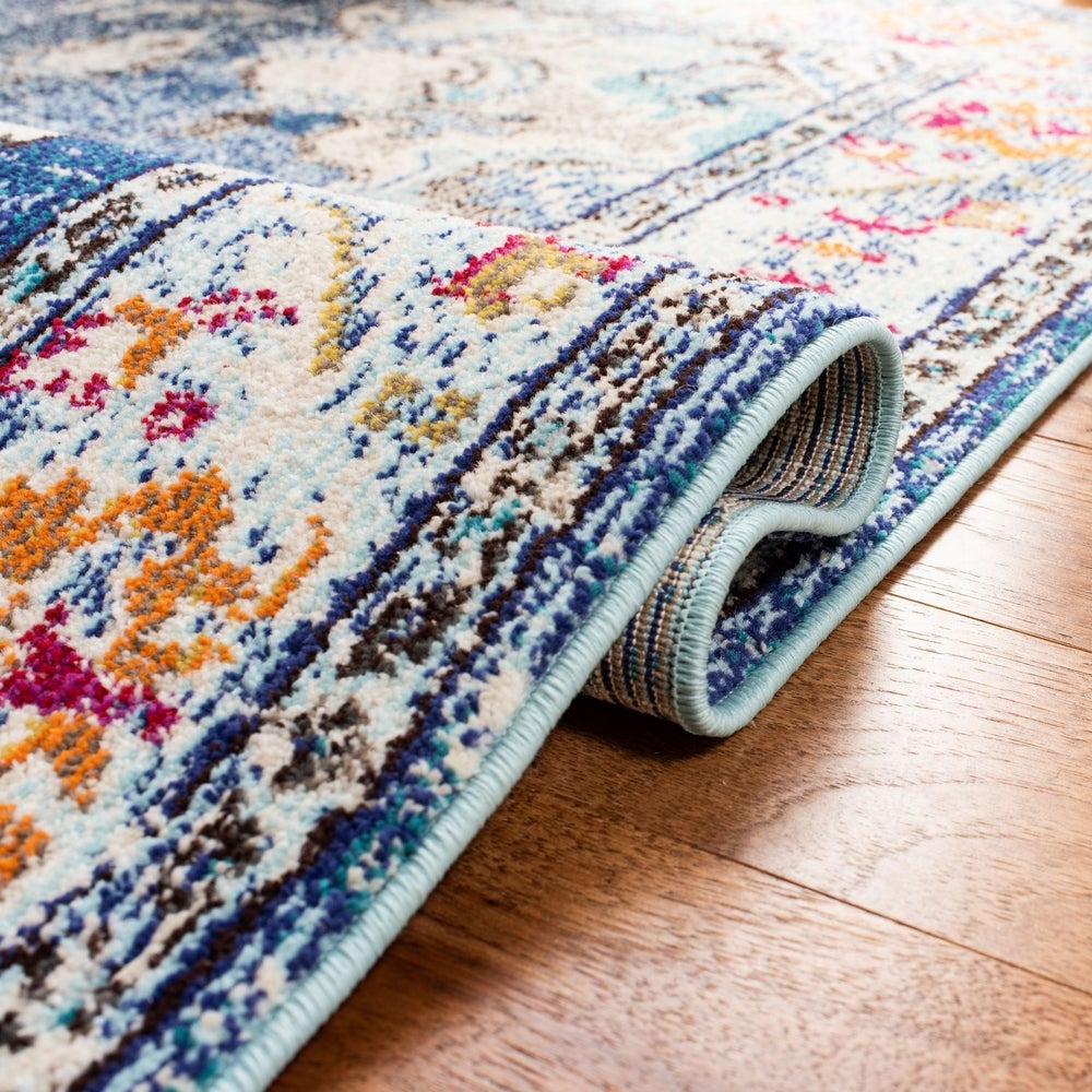 Distressed Navy Light Blue Soft Area Rug