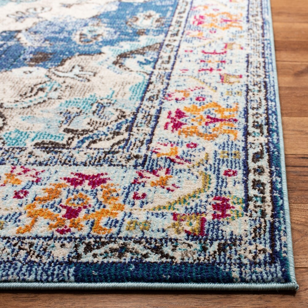 Distressed Navy Light Blue Soft Area Rug
