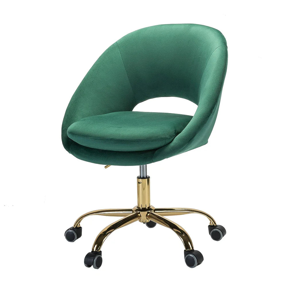 Savas Height Adjustable Swivel Velvet Task Chair with Gold Base