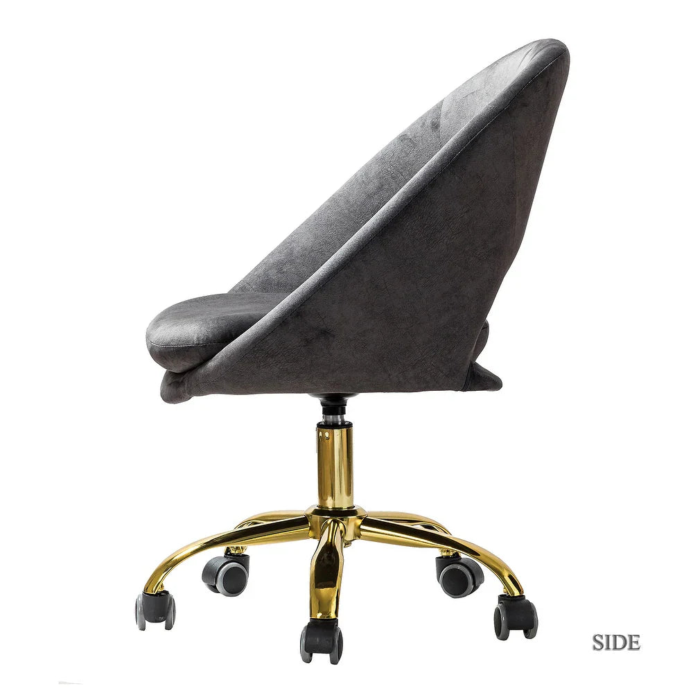 Savas Height Adjustable Swivel Velvet Task Chair with Gold Base