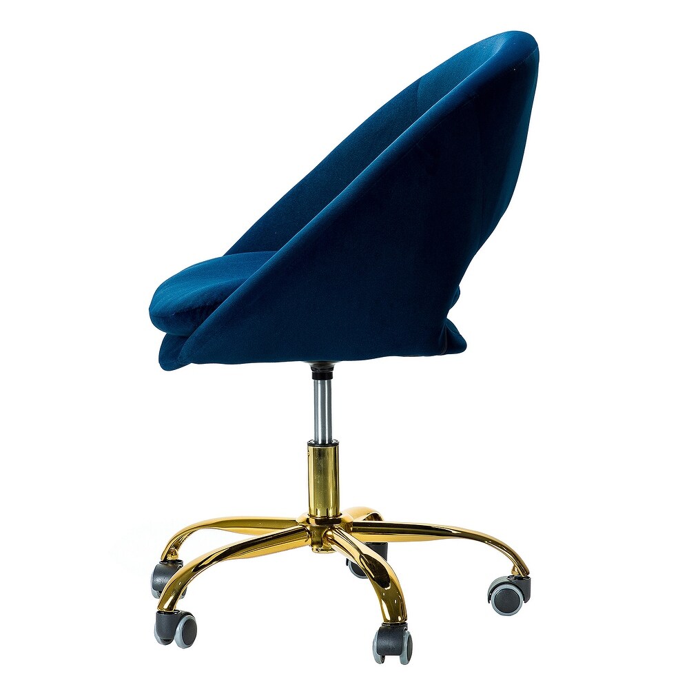 Savas Height Adjustable Swivel Velvet Task Chair with Gold Base